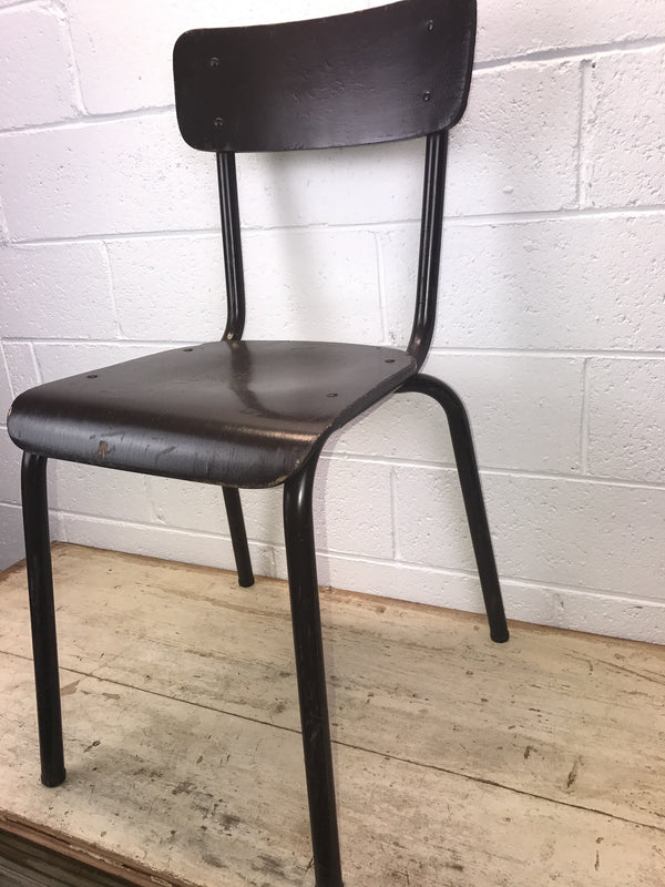 Vintage industrial Dutch school chairs  Dark brown #1402
