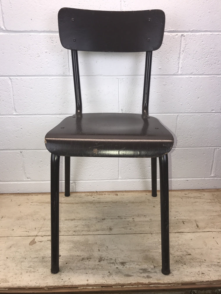 Vintage industrial Dutch school chairs  Dark brown #1402