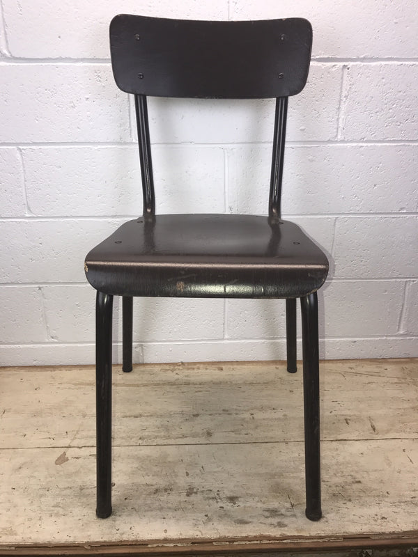 Vintage industrial Dutch school chairs  Dark brown #1402