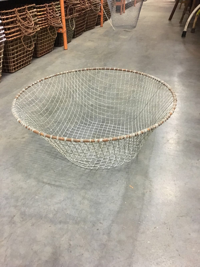 Vintage industrial wire mesh grape picking basket #1431