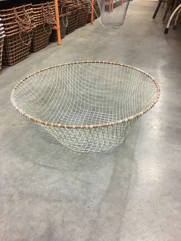 Vintage industrial wire mesh grape picking basket #1431