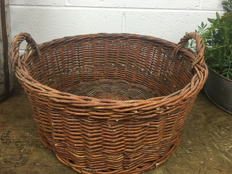 Vintage industrial French bakers baskets cane willow #1470 med