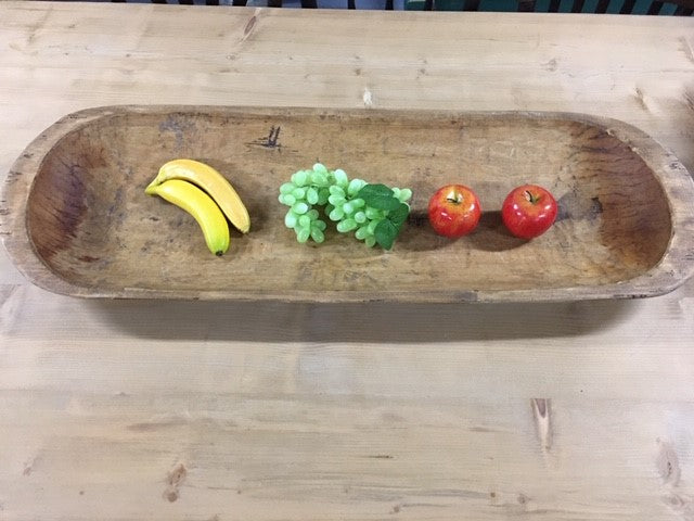 Vintage European Wooden Flat Dough Bowl  #