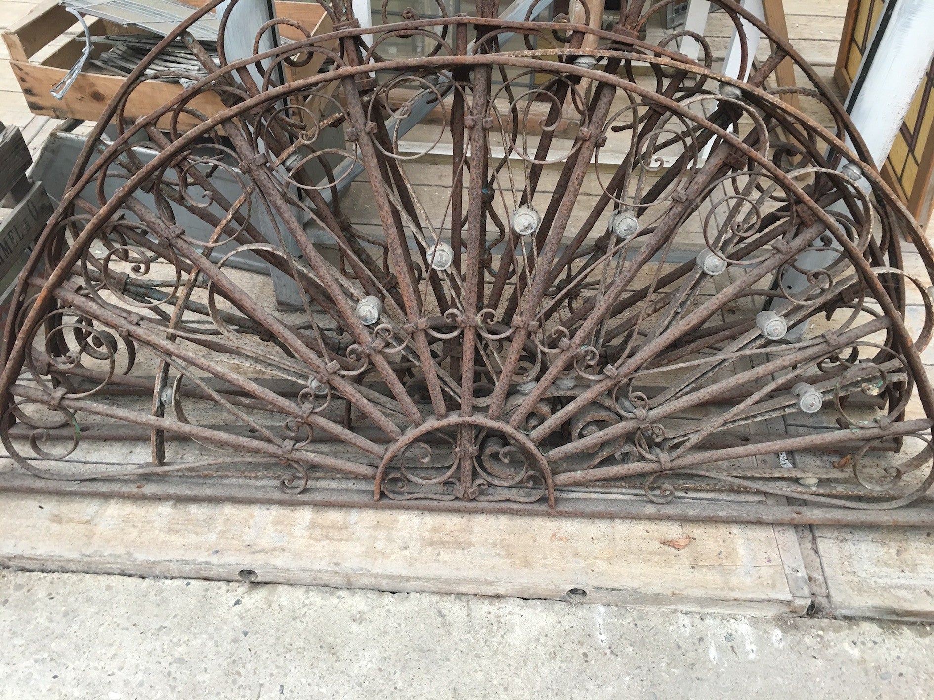 Vintage industrial Egyptian old wrought iron door arches #1525
