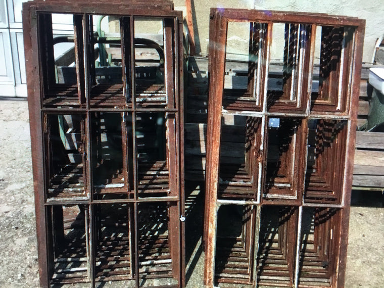 Vintage industrial European metal iron  windows #1609