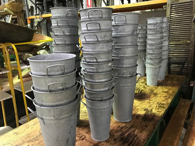 Vintage industrial Dutch galvanised tulip vases #1613