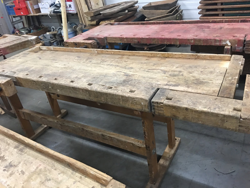 Vintage industrial French carpenters workbench 1920s  #1633