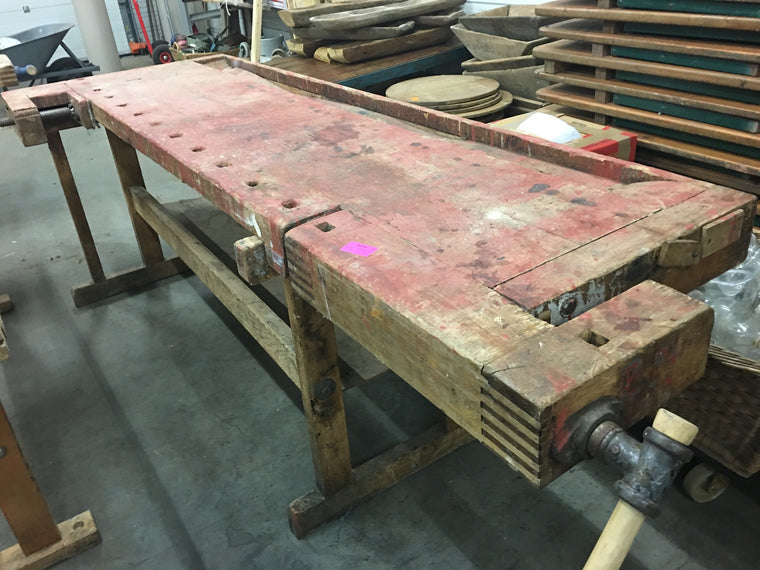 Vintage industrial French carpenters workbench 1920s  #1635