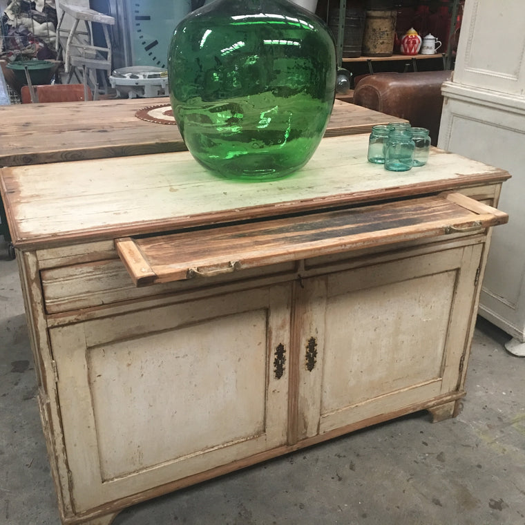 Vintage industrial European wooden kitchen cabinet #1653