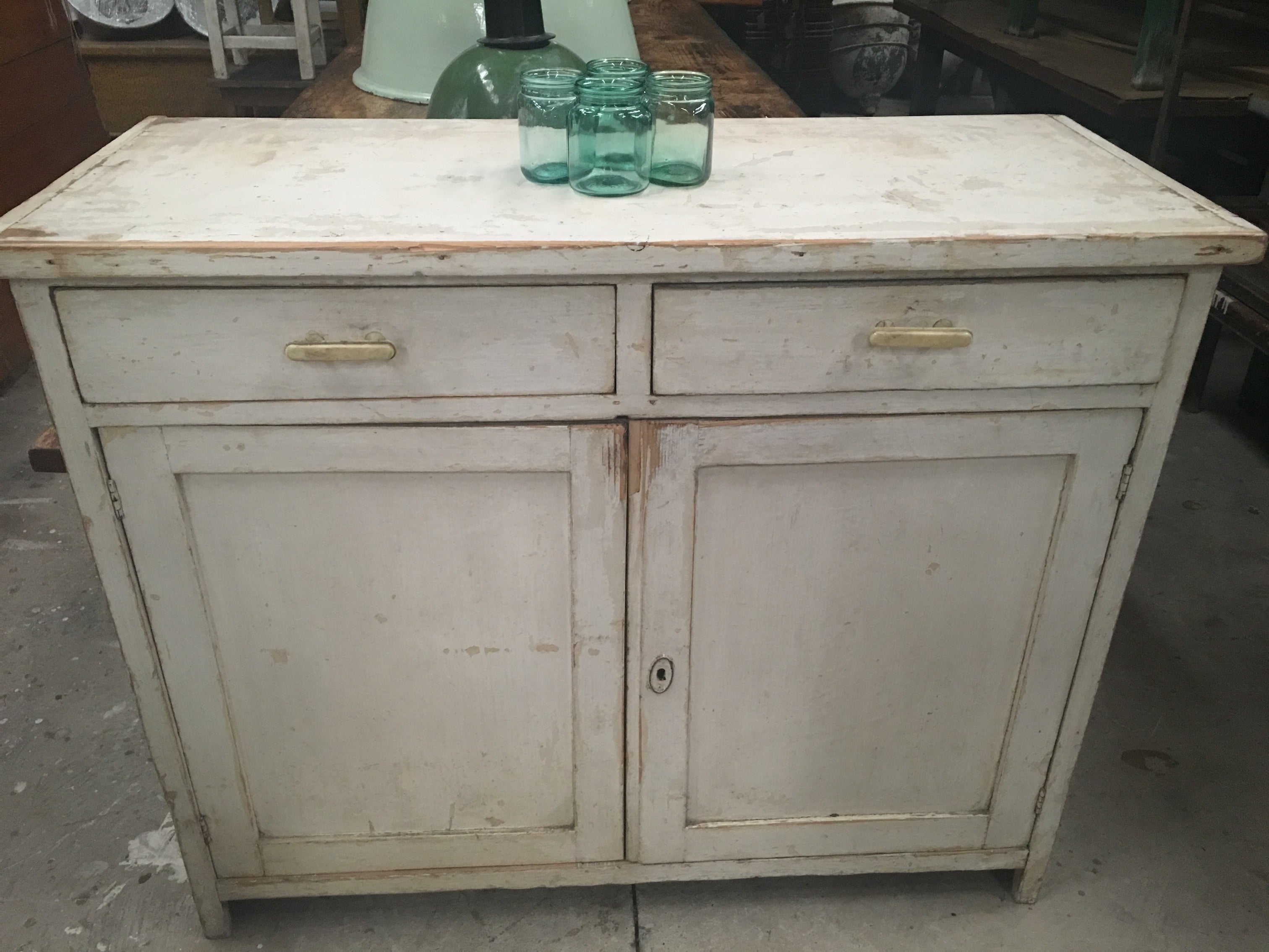 Vintage industrial European wooden kitchen cabinet #1654