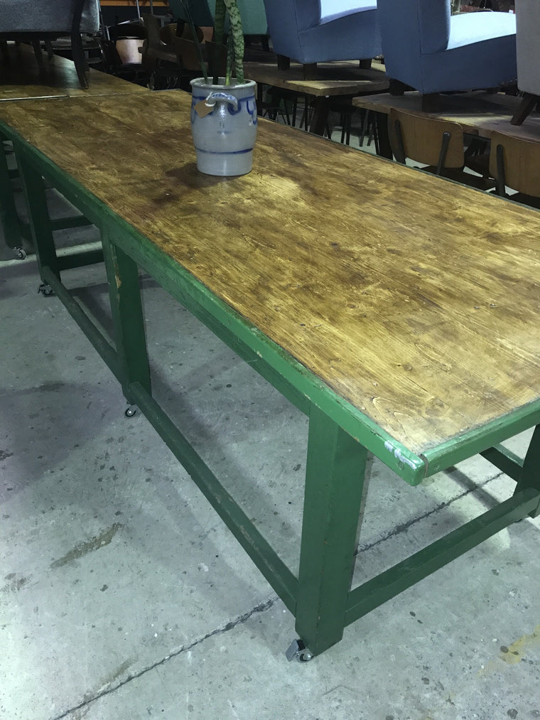 Vintage industrial Czech wooden kitchen island table #1837