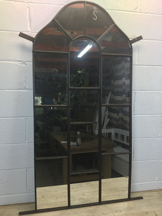 Vintage European 1940s cast iron church window mirror #1669