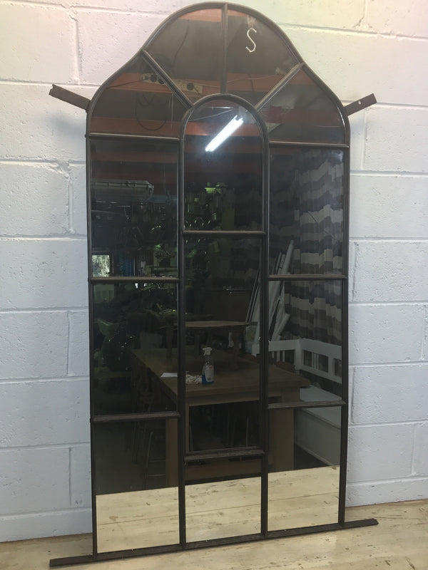 Vintage European 1940s cast iron church window mirror #1669