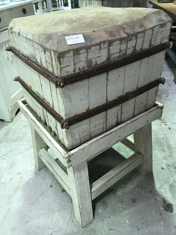 Vintage industrial European butchers block #1684