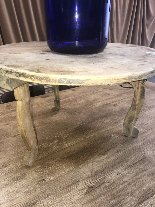 Vintage industrial French wooden small coffee table #1720