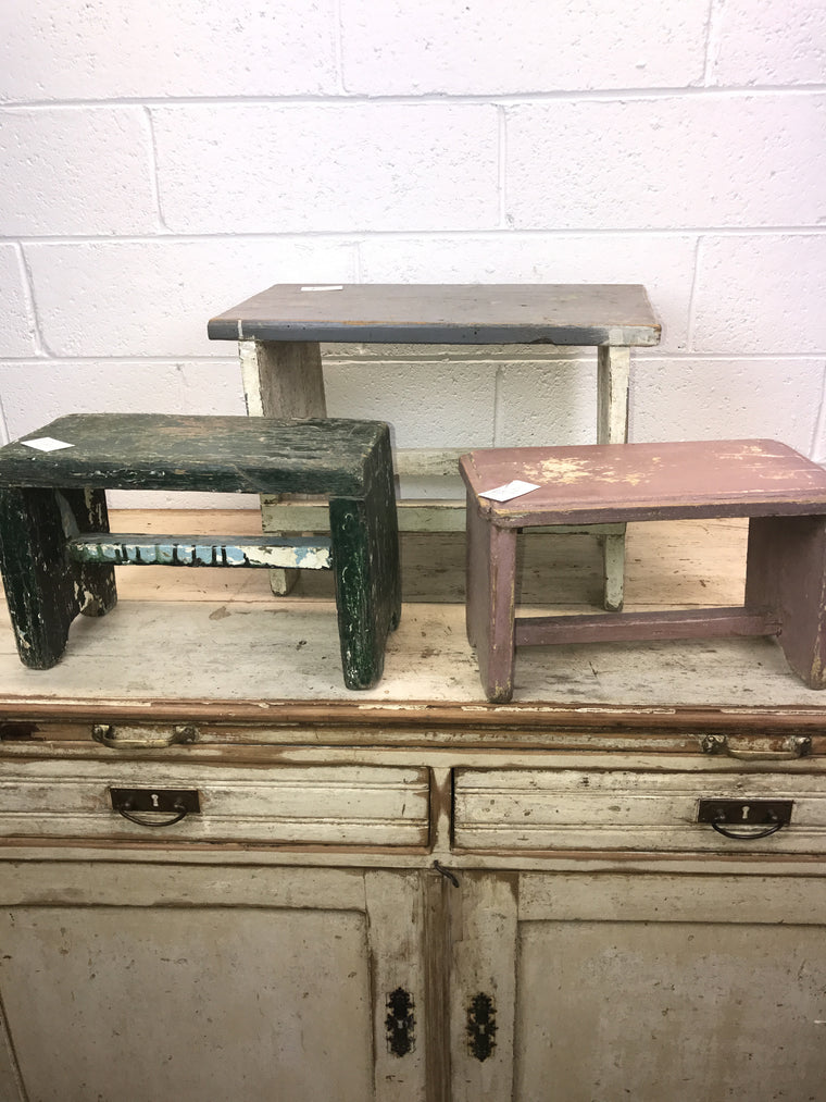 Vintage industrial European wooden milking stools #1721