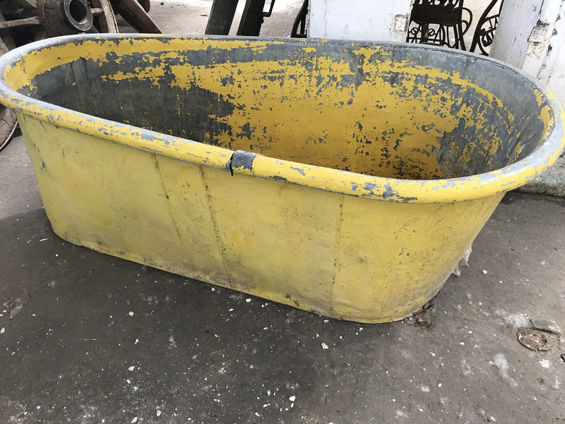 Vintage industrial French galvanized bath tub #1734