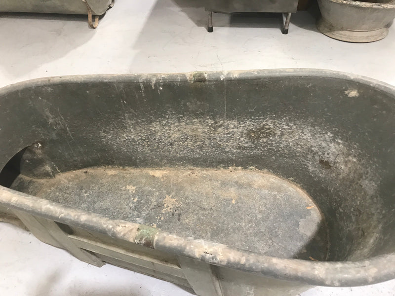 Vintage industrial French galvanized bath tub #1735
