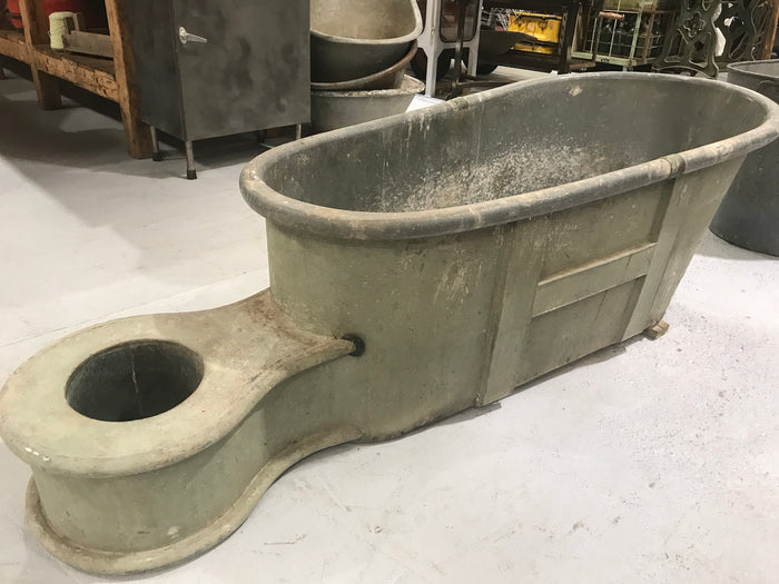 Vintage industrial French galvanized bath tub #1735