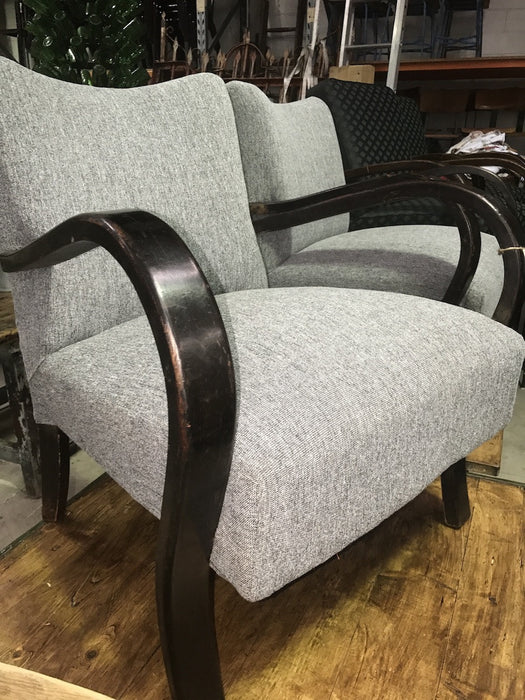 Vintage industrial Czech Halabala club chair set #1740
