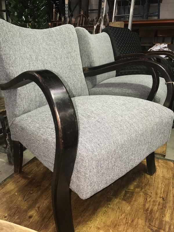 Vintage industrial Czech Halabala club chair set #1740