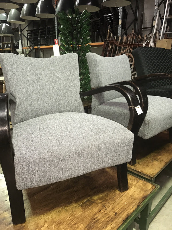 Vintage industrial Czech Halabala club chair set #1740