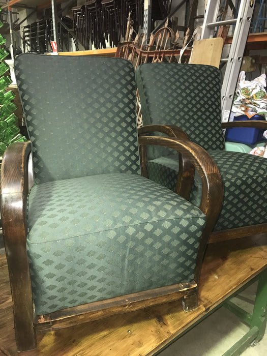 Vintage industrial Czech Halabala club chair set #1744