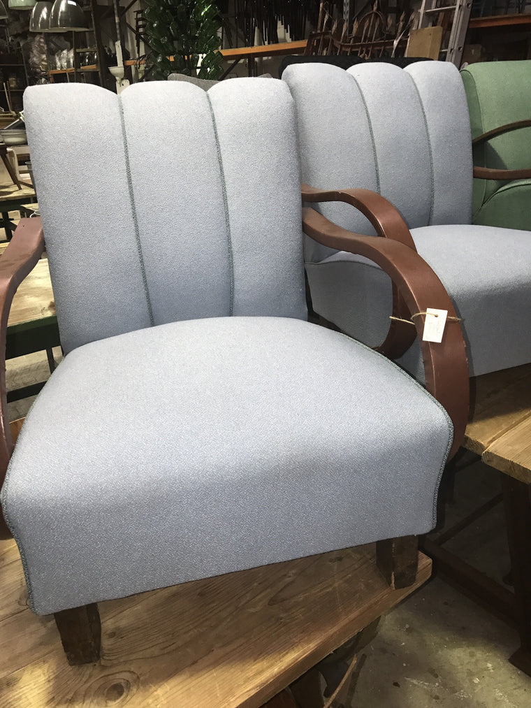 Vintage industrial Czech Halabala club chair set #1745