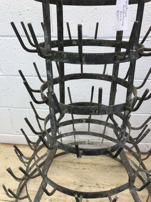 Vintage industrial French wine bottle drying rack #1773