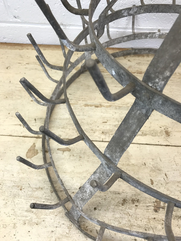 Vintage industrial French wine bottle drying rack #1773