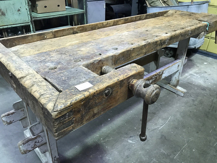 Vintage industrial European carpenters workbench 1920s #1781 D