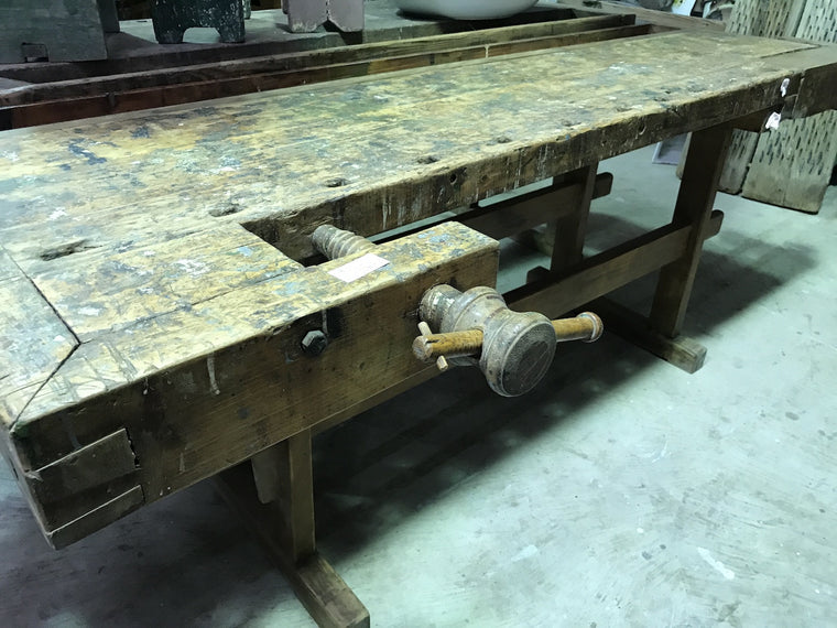 Vintage industrial European carpenters workbench 1920s #1782 E