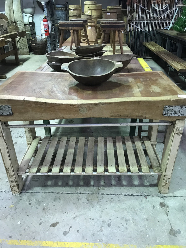Vintage industrial European butchers block #1793 long