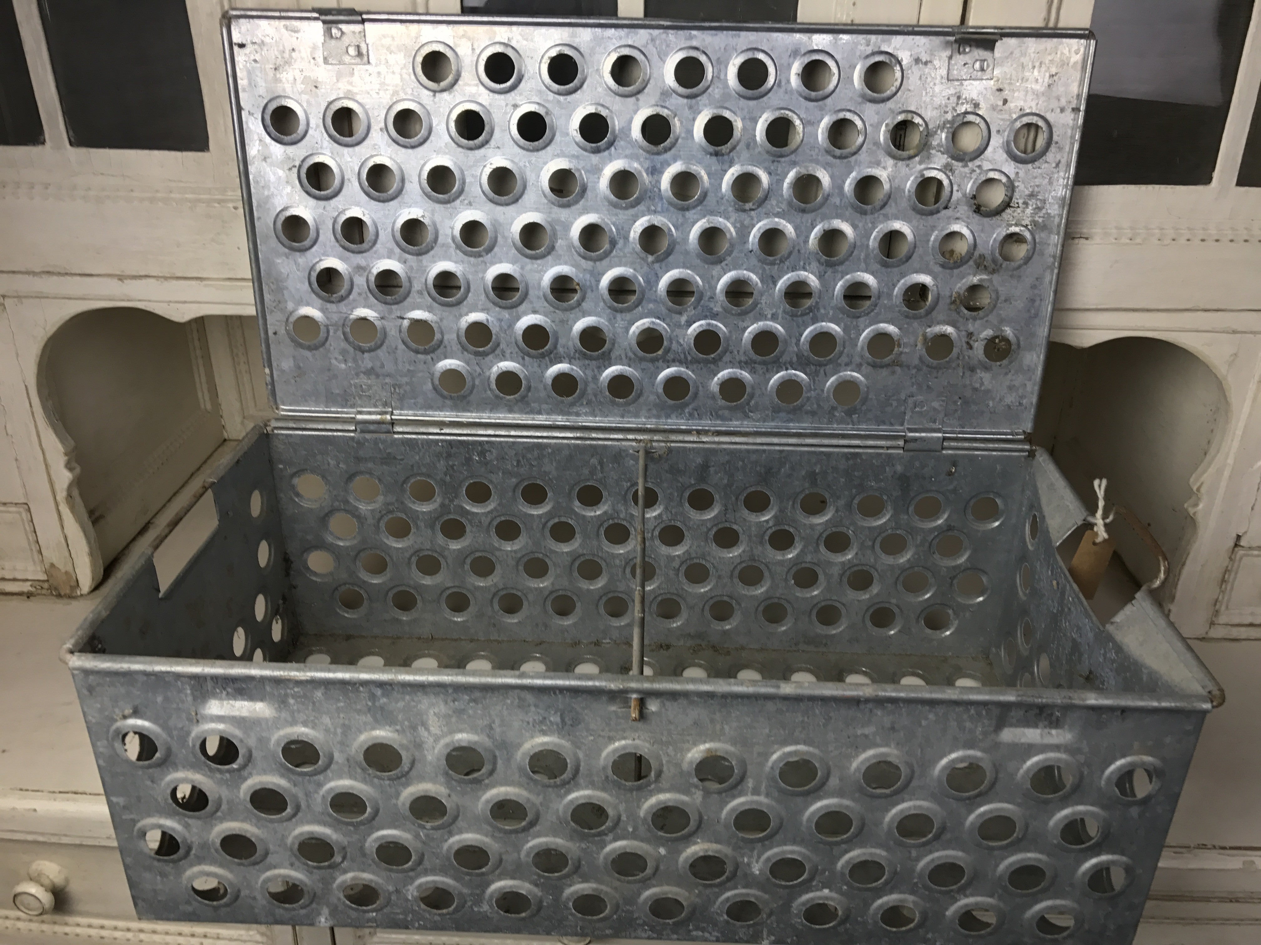 Vintage Galvanised Lobster Crate  #3478