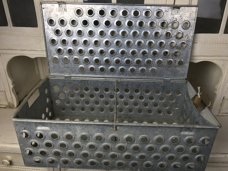 Vintage Llobster Galvanized Crate  #3478