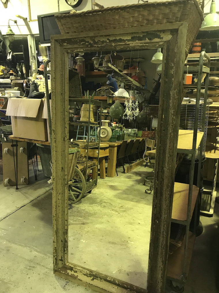 Vintage European 1960s wooden frame mirror #1819