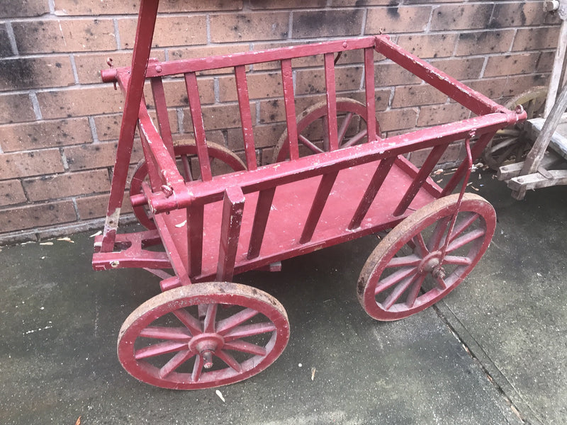 Vintage industrial European wooden pumpkin cart #1826