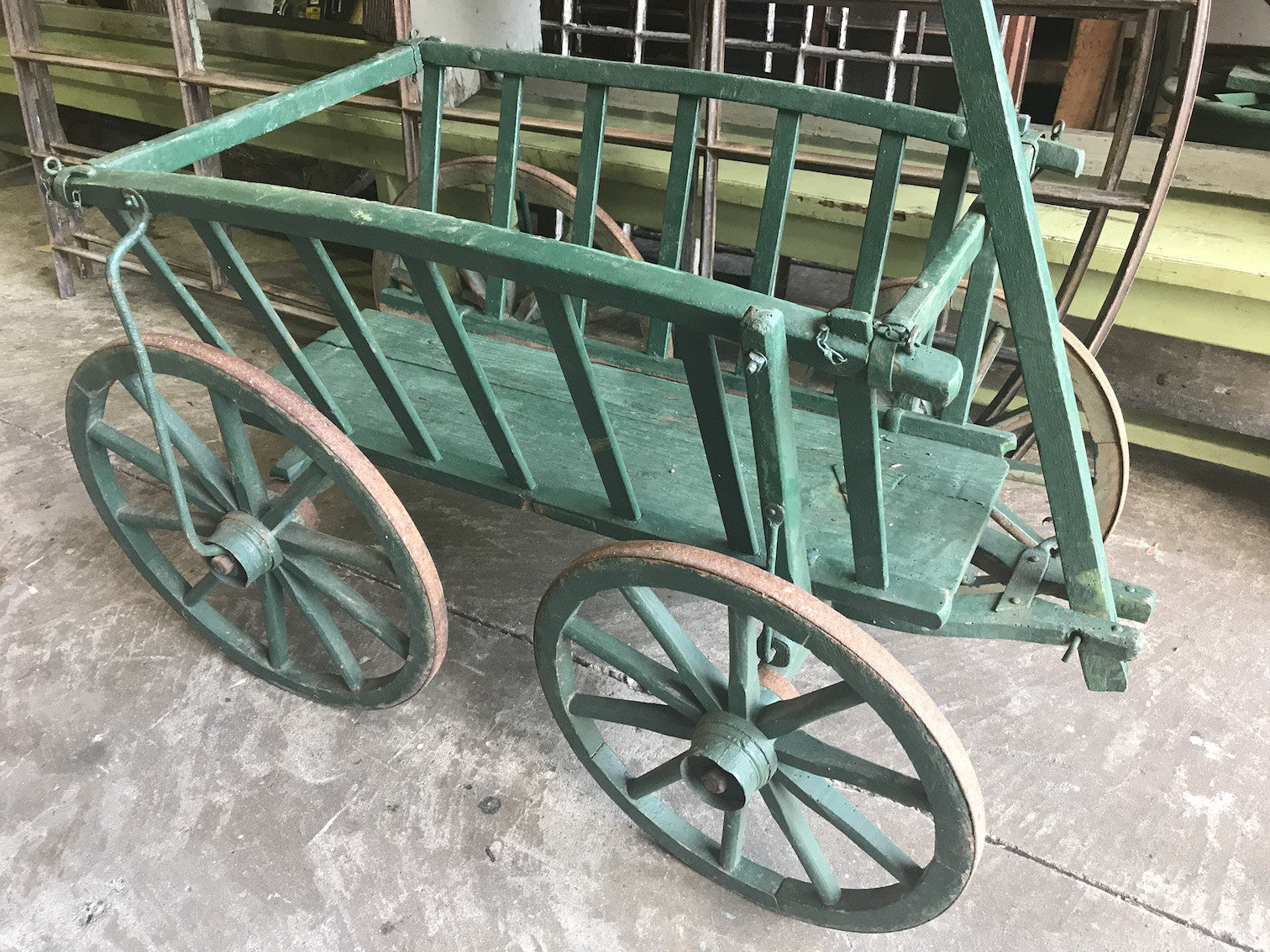 Vintage industrial European wooden pumpkin cart #1827