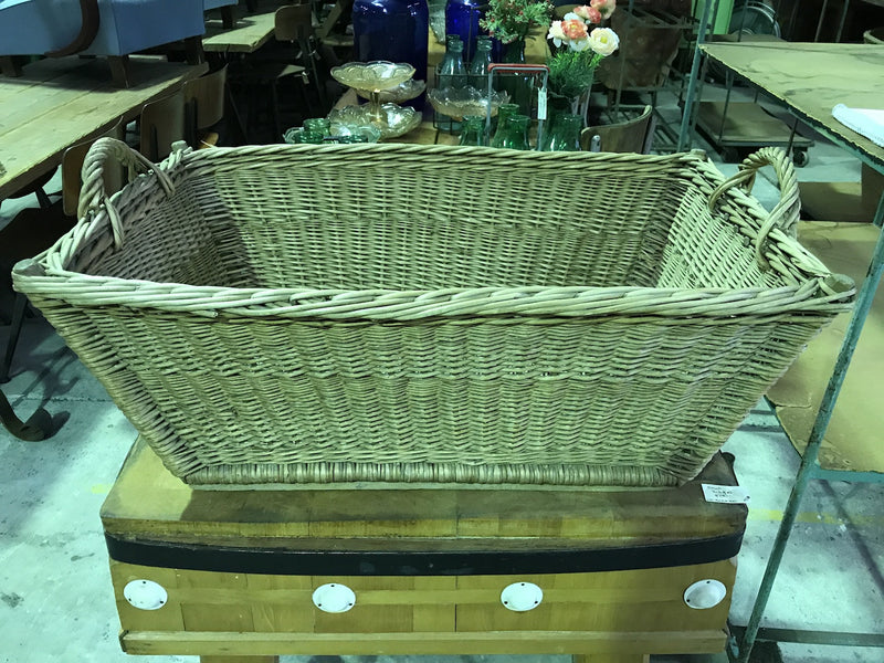 Vintage industrial French cane willow bakers basket  #1848