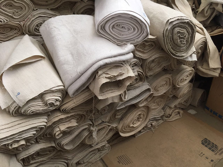 Vintage French Linen rolls old never used 1950s  #1922