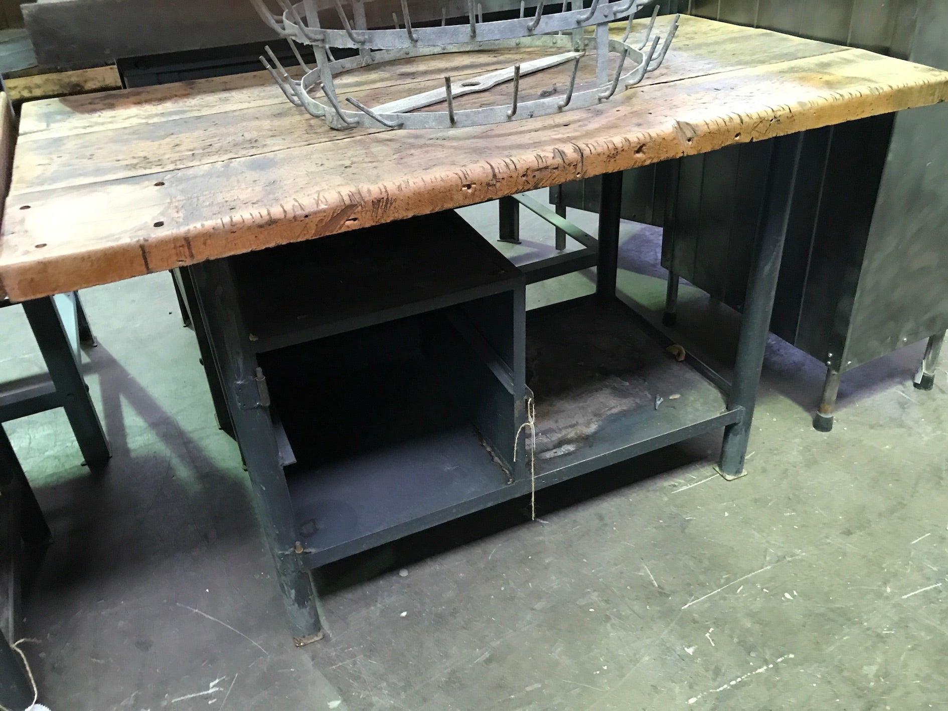 Vintage industrial European warehouse workbench 1950s #1928