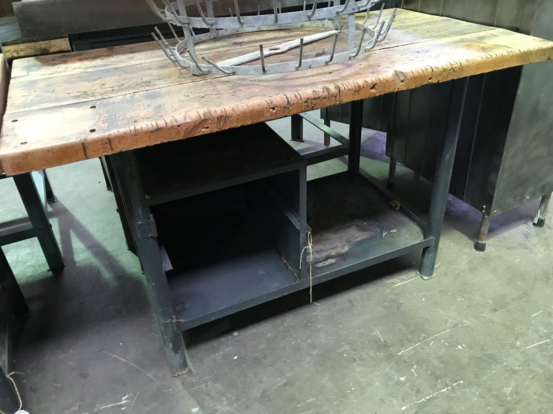Vintage industrial European warehouse workbench 1950s #1928