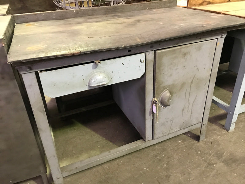 Vintage industrial European warehouse workbench 1950s #1930