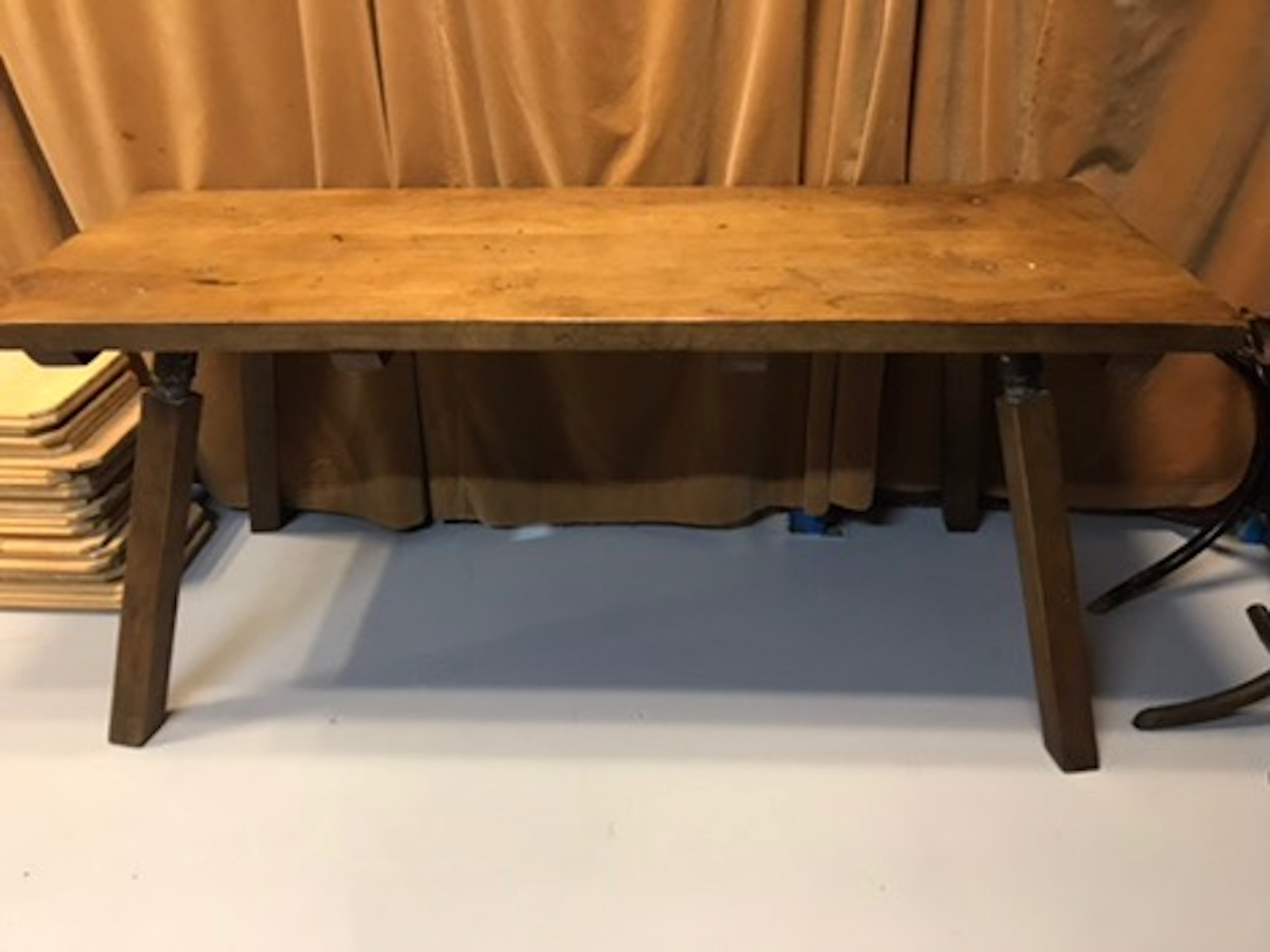 Vintage industrial European wooden hallway table console #1969