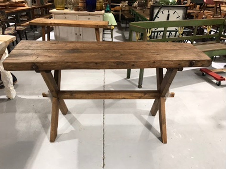 Vintage industrial European wooden hallway table console #1972