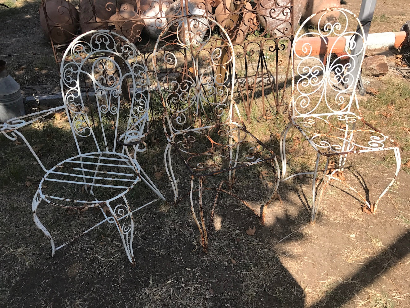 Vintage industrial wrought iron garden chairs #2019