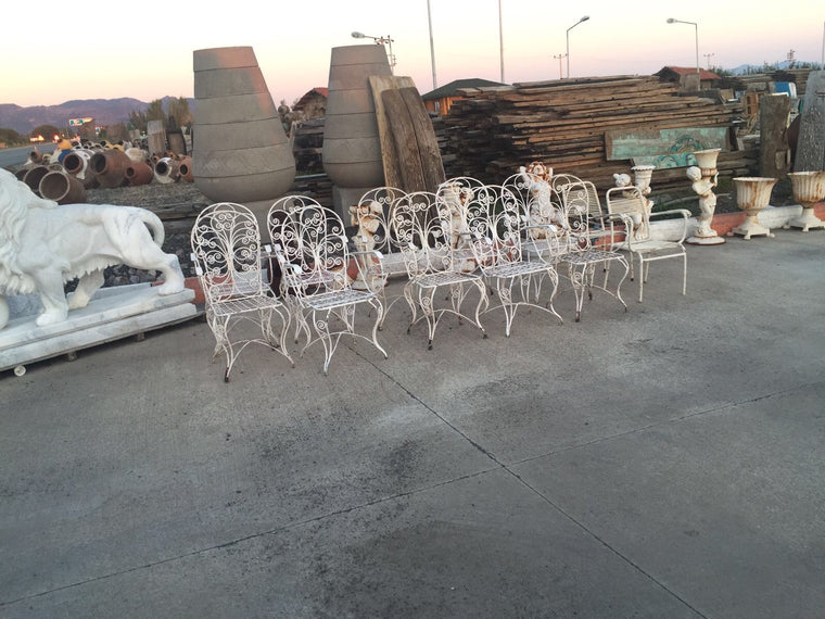 Vintage industrial wrought iron garden chairs #2024