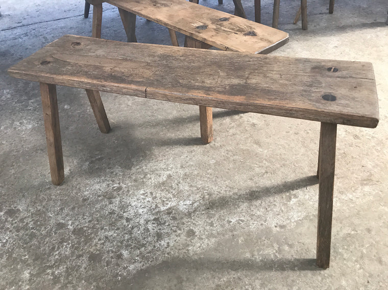 Vintage industrial Hungarian milking bench seat  #2048
