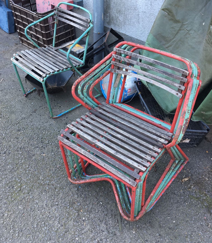 Vintage industrial  French garden chairs #4937