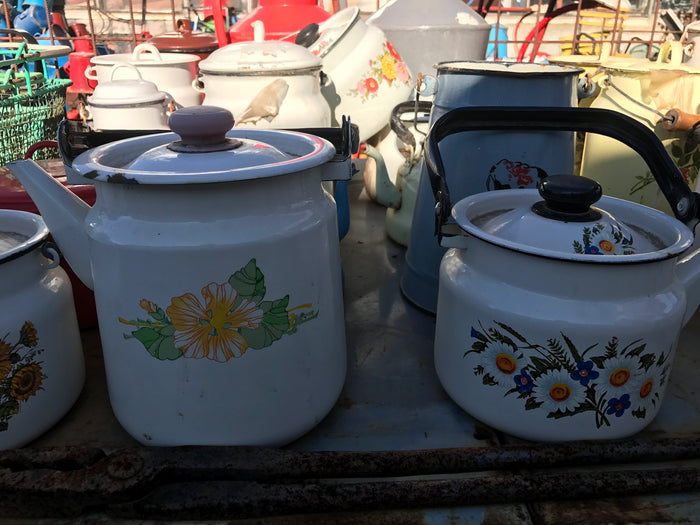 Vintage European enamel tea pot #2066